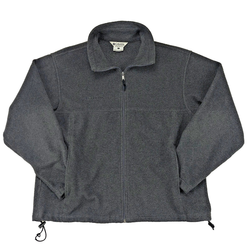 Columbia Mens Fleece Jacket Charcoal Gray Full Zip Mock Neck Large Solid Outdoor
